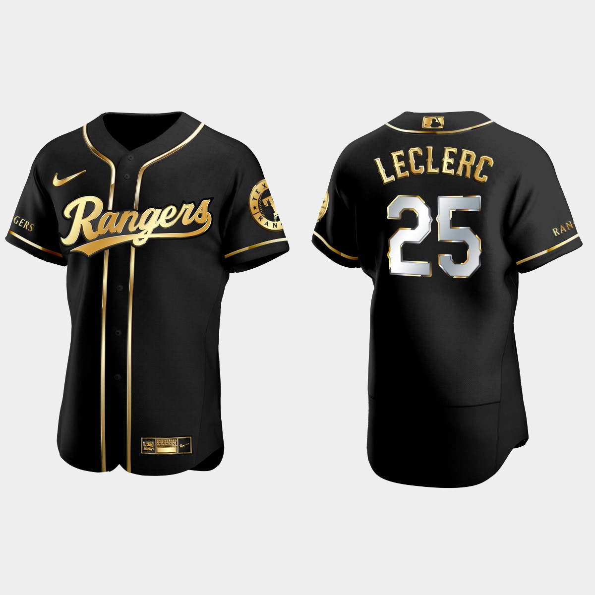 Texas Rangers #25 Jose Leclerc Golden Edition Jersey - Black