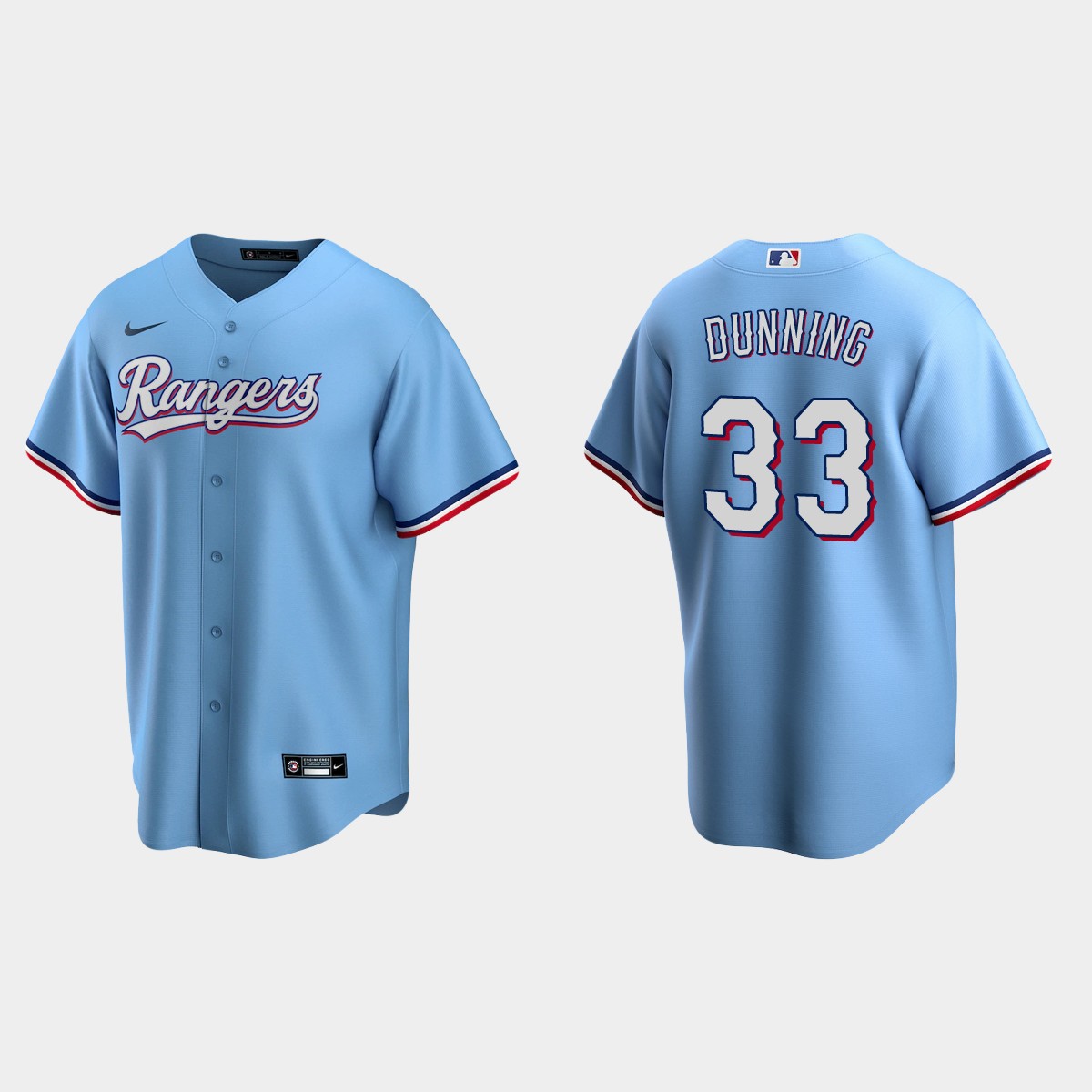 Texas Rangers #33 Dane Dunning Alternate Jersey - Light Blue