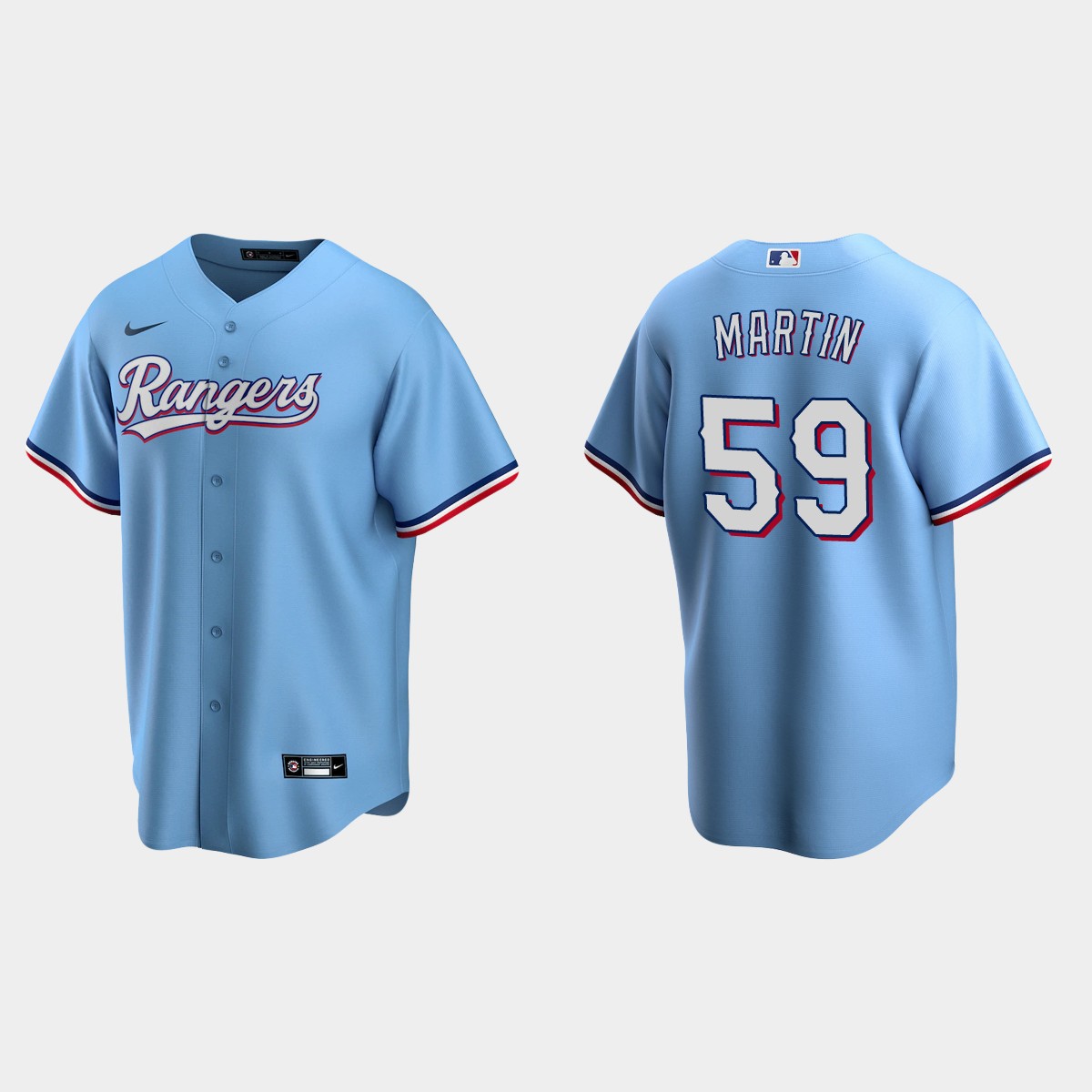 Texas Rangers #59 Brett Martin Alternate Jersey - Light Blue