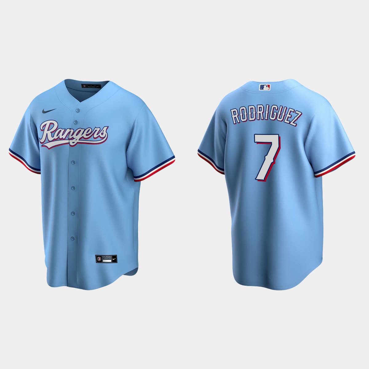 Texas Rangers #7 Ivan Rodriguez Light Blue 2020 Alternate Jersey