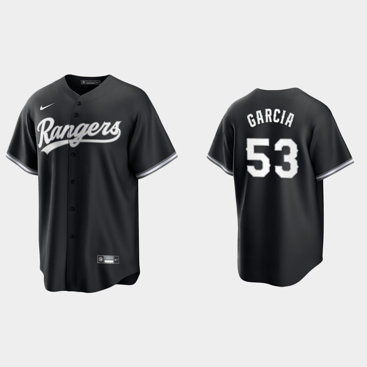 Texas Rangers Adolis Garcia 2021 All Black Fashion Jersey - Black White