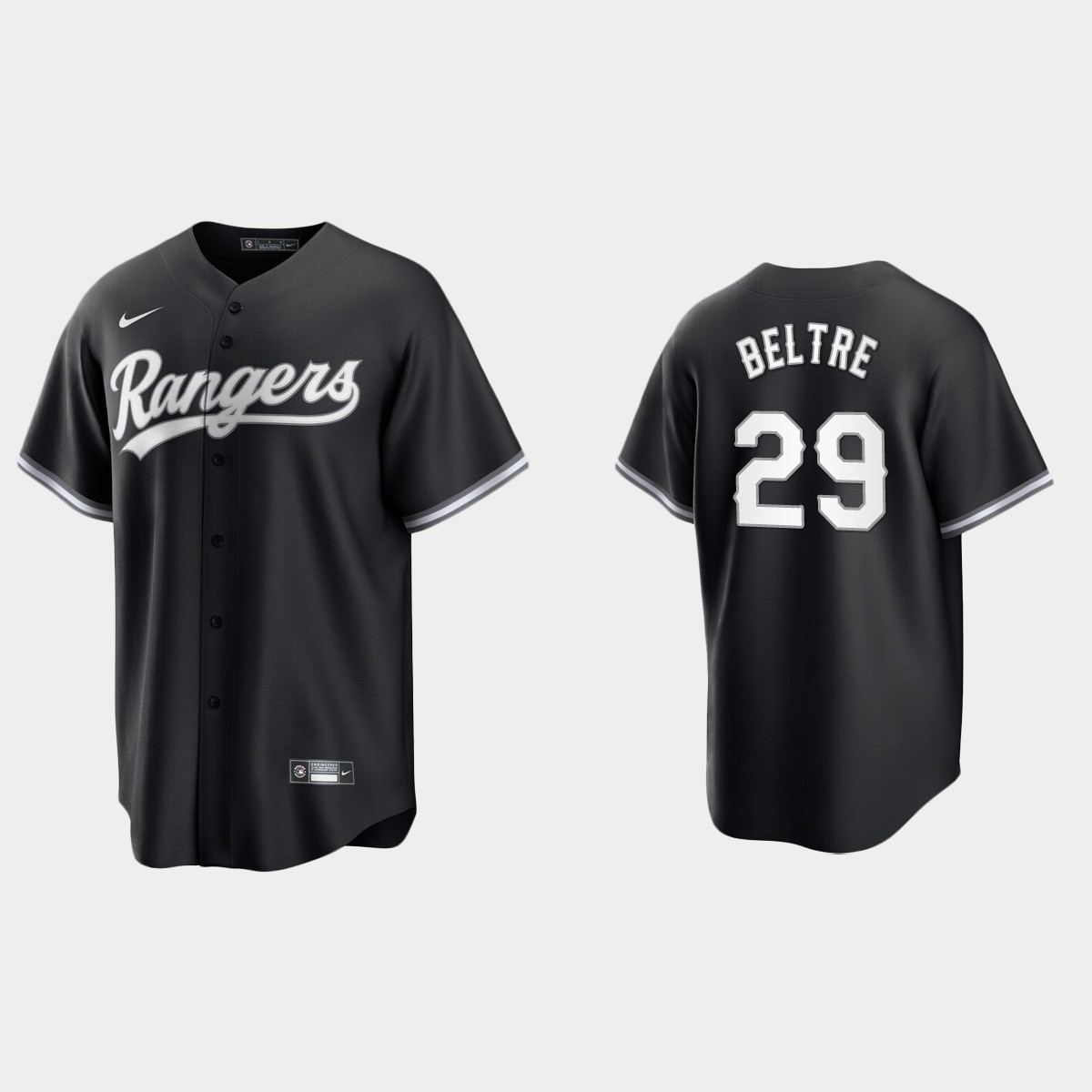 Texas Rangers Adrian Beltre 2021 All Black Fashion Jersey - Black White