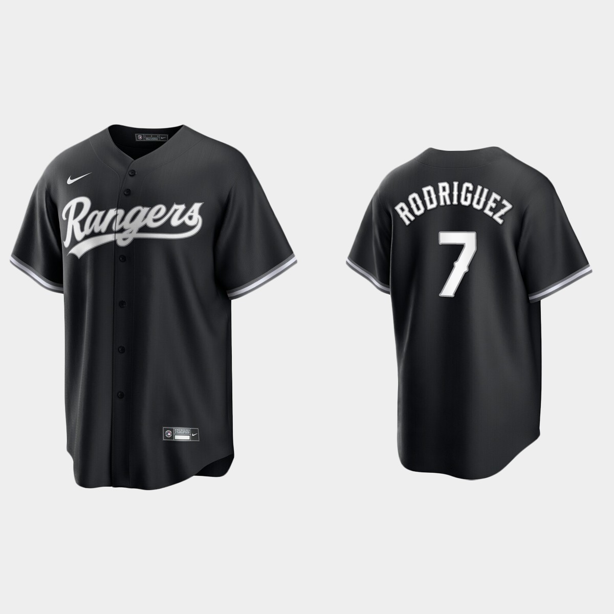 Texas Rangers Ivan Rodriguez 2021 All Black Fashion Jersey - Black White
