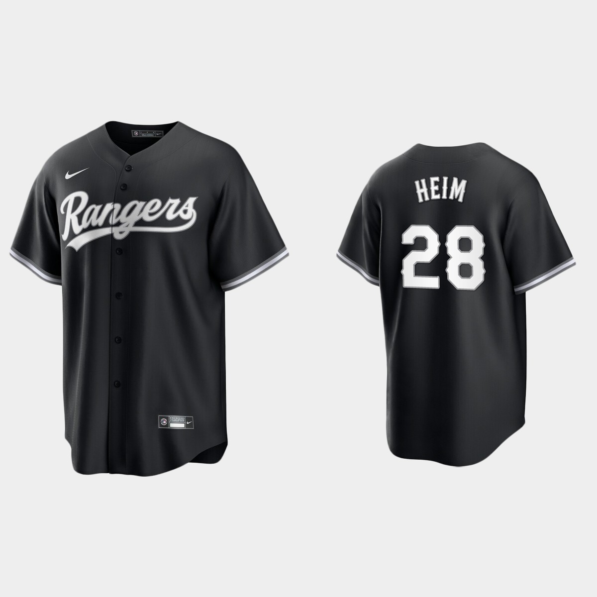 Texas Rangers Jonah Heim 2021 All Black Fashion Jersey - Black White
