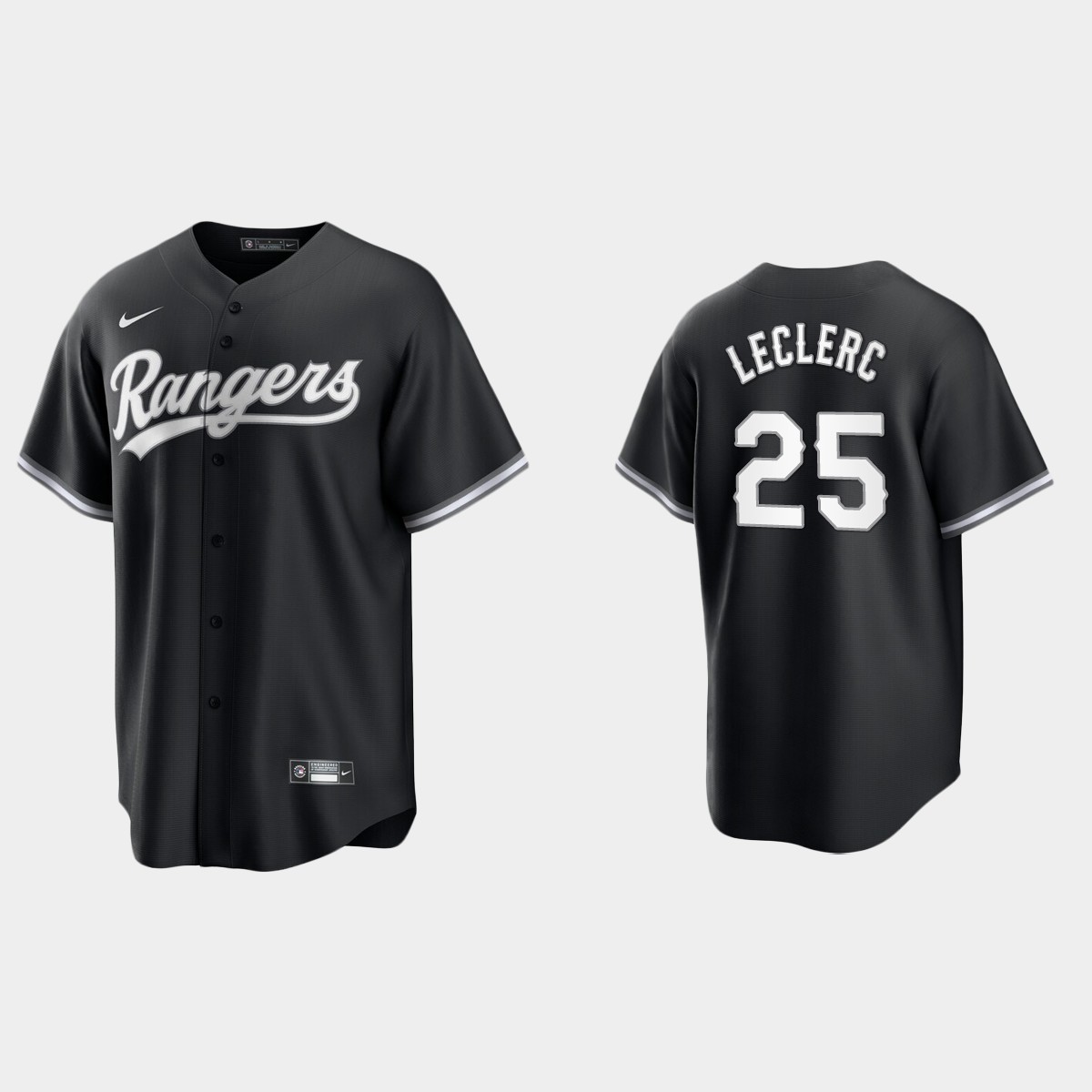 Texas Rangers Jose Leclerc 2021 All Black Fashion Jersey - Black White