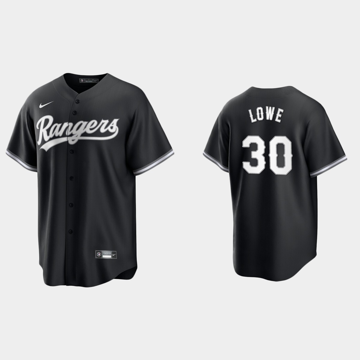 Texas Rangers Nathaniel Lowe 2021 All Black Fashion Jersey - Black White