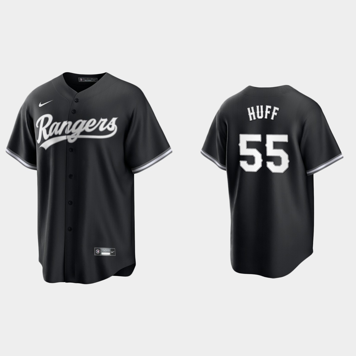Texas Rangers Sam Huff 2021 All Black Fashion Jersey - Black White