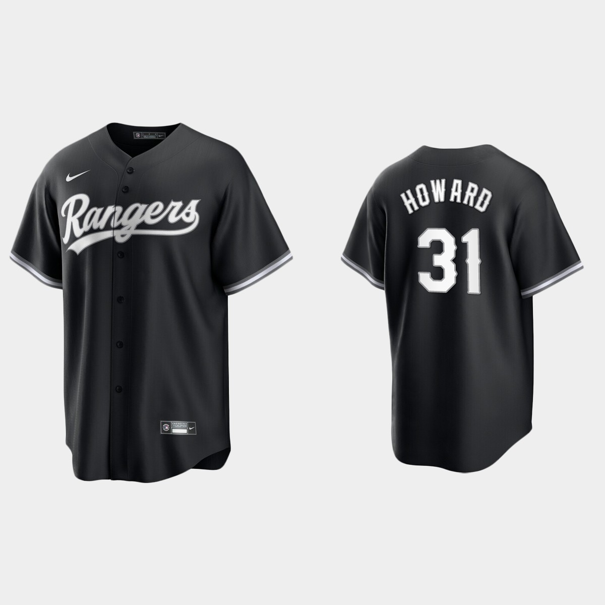 Texas Rangers Spencer Howard 2021 All Black Fashion Jersey - Black White