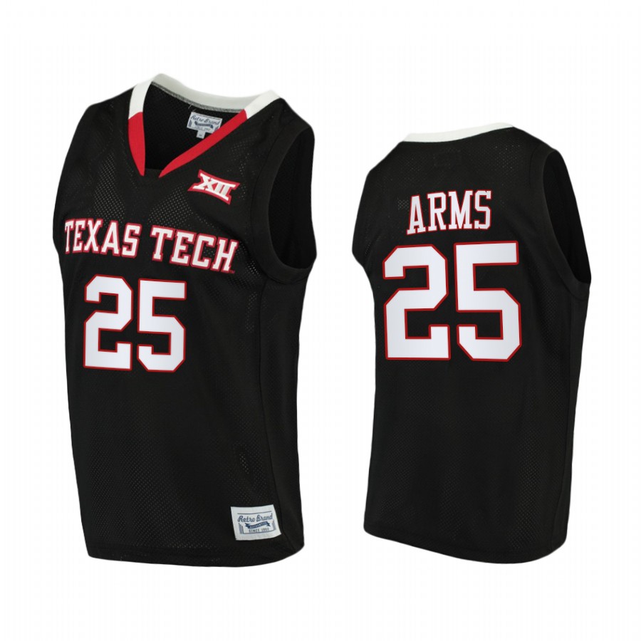 Texas Tech Red Raiders Adonis Arms Jersey 2022 College  Black Throwback Uniform