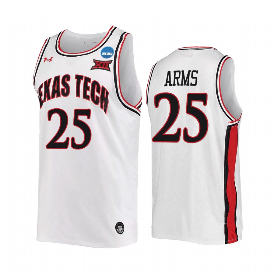 Texas Tech Red Raiders Adonis Arms Jersey 2022 NCAA March Madness White Retro  Uniform