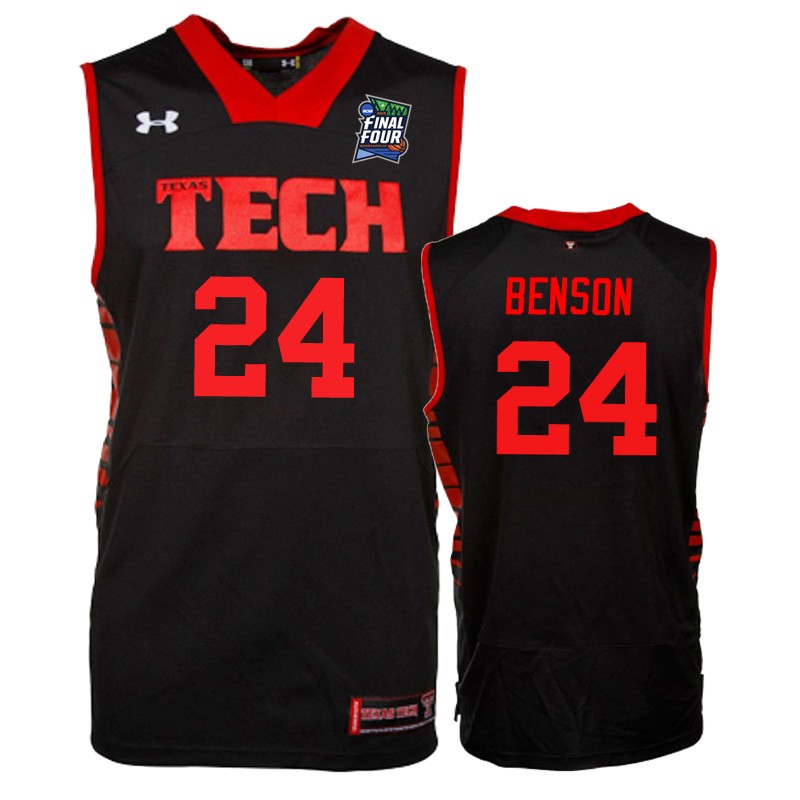 Texas Tech Red Raiders Avery Benson #24 Black 2019 Final-Four  Jersey