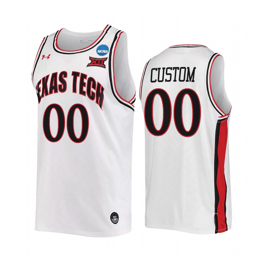 Texas Tech Red Raiders Custom Jersey 2022 NCAA March Madness White Retro  Uniform