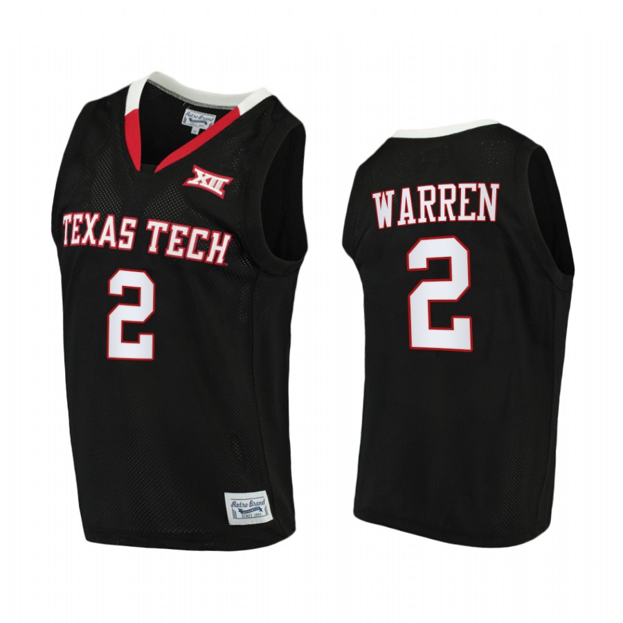 Texas Tech Red Raiders Davion Warren Jersey 2022 College  Black Throwback Uniform
