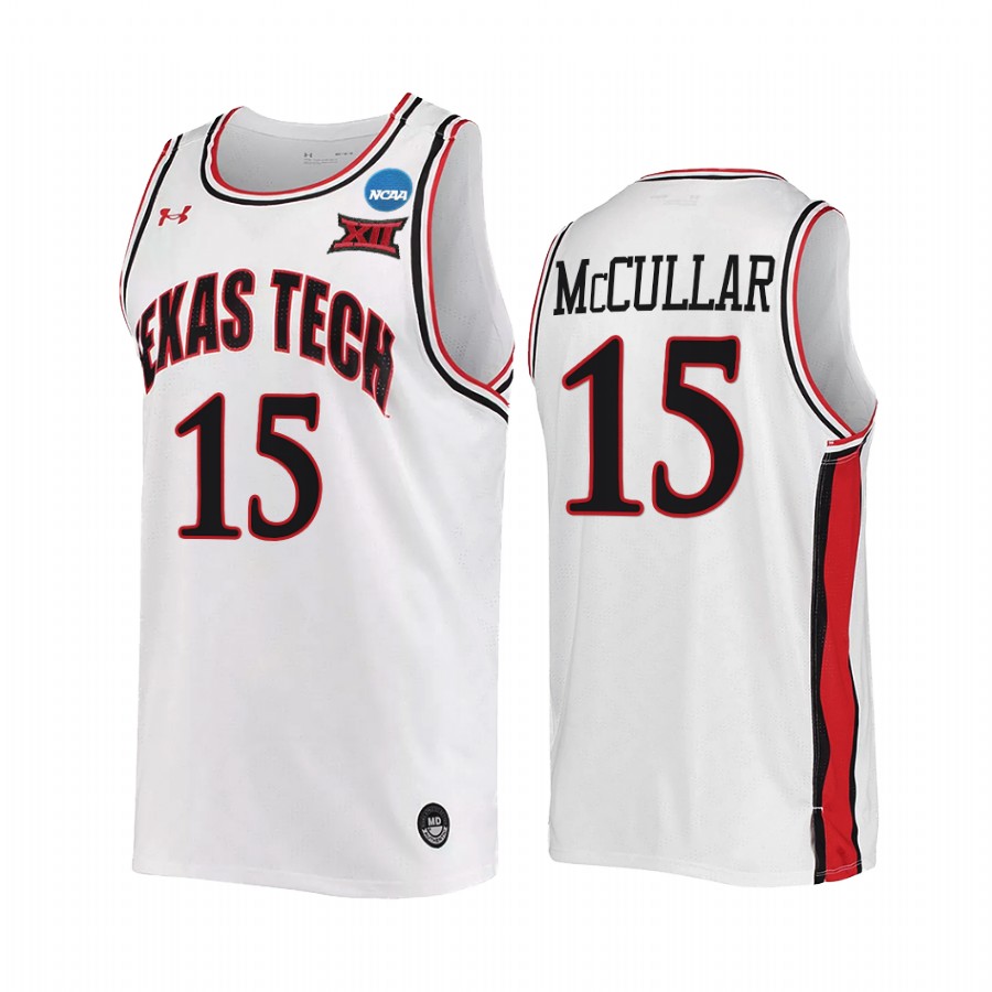 Texas Tech Red Raiders Kevin McCullar Jersey 2022 NCAA March Madness White Retro  Uniform