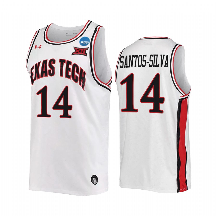 Texas Tech Red Raiders Marcus Santos-Silva Jersey 2022 NCAA March Madness White Retro  Uniform