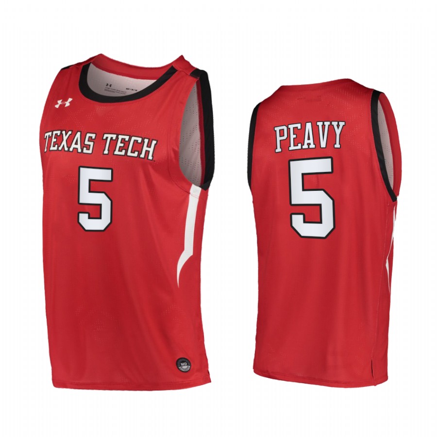 Texas Tech Red Raiders Micah Peavy Red 2020-21 Alternate  Jersey