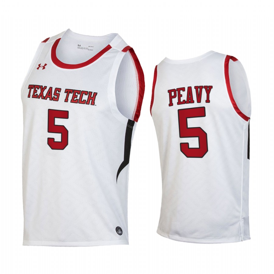 Texas Tech Red Raiders Micah Peavy White 2020-21   Jersey