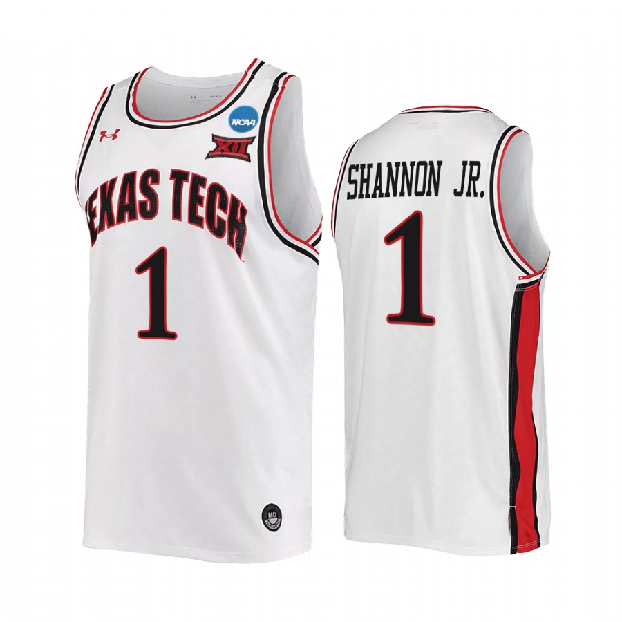 Texas Tech Red Raiders Terrence Shannon Jr. Jersey 2022 NCAA March Madness White Retro  Uniform