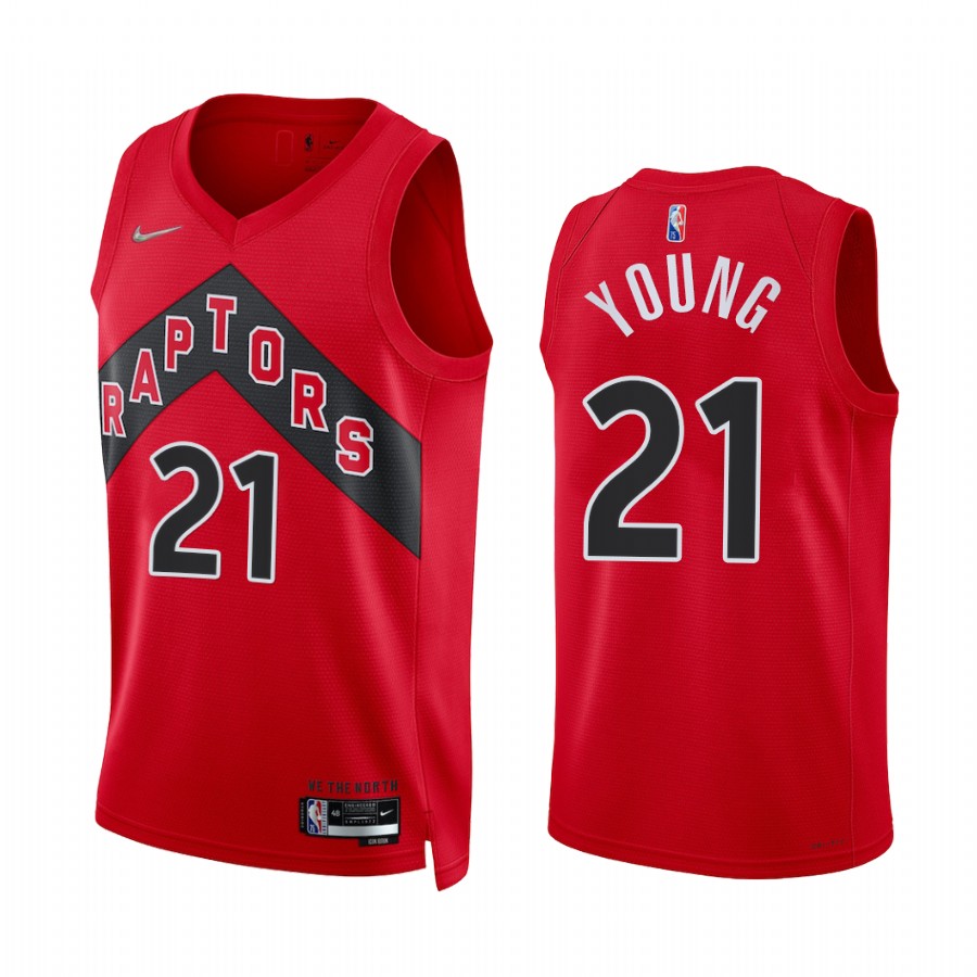 Thaddeus Young 2022 Toronto Raptors Red #21 Icon Edition Jersey Diamond Badge