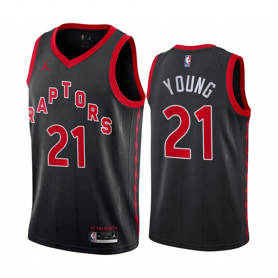 Thaddeus Young Toronto Raptors Black #21 Statement Edition Jersey 2022 Trade