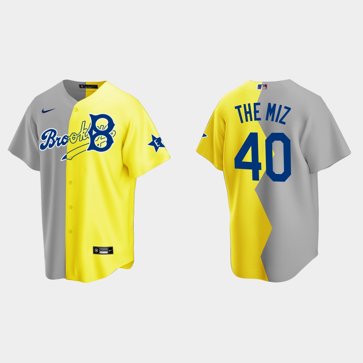 The Miz Brooklyn Dodgers 2022 Celebrity Softball Game Split Jersey - Gray Yellow