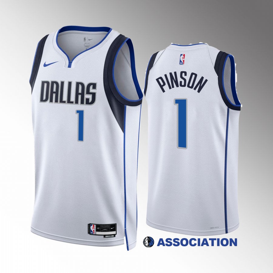 Theo Pinson 2022-23 Dallas Mavericks White #1 Association Edition Jersey Swingman