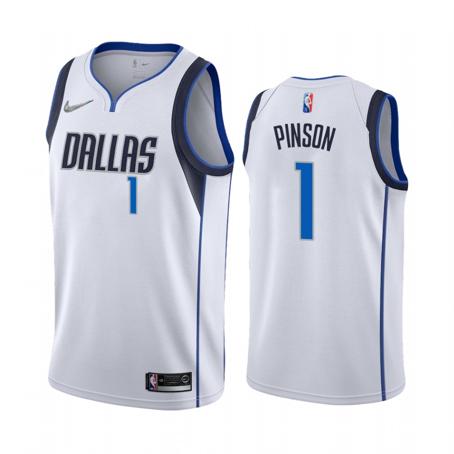 Theo Pinson Dallas Mavericks 2021-22 Association Edition White #1 Jersey NBA75th Season