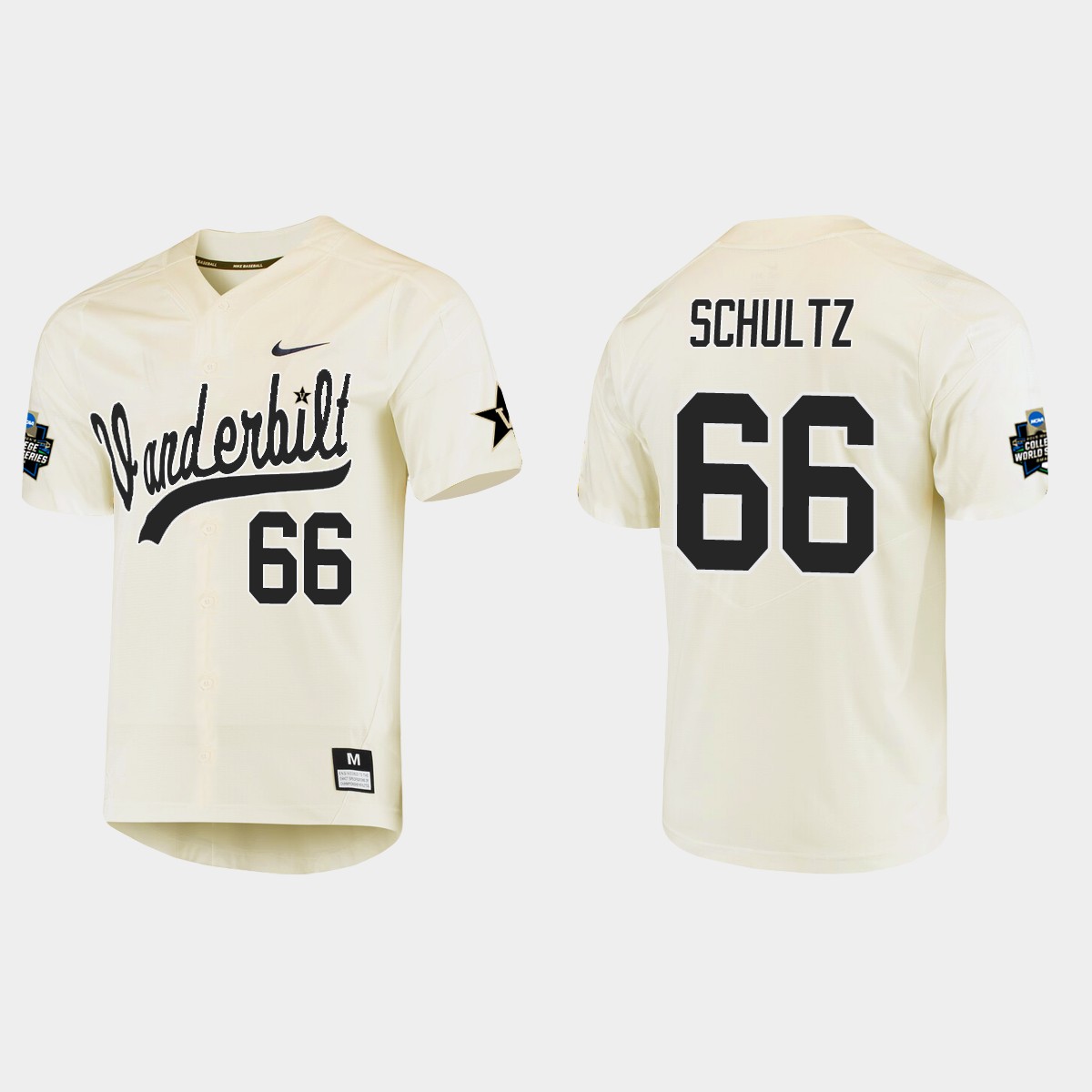 Thomas Schultz Vanderbilt Commodores College World Series  Jersey - Cream