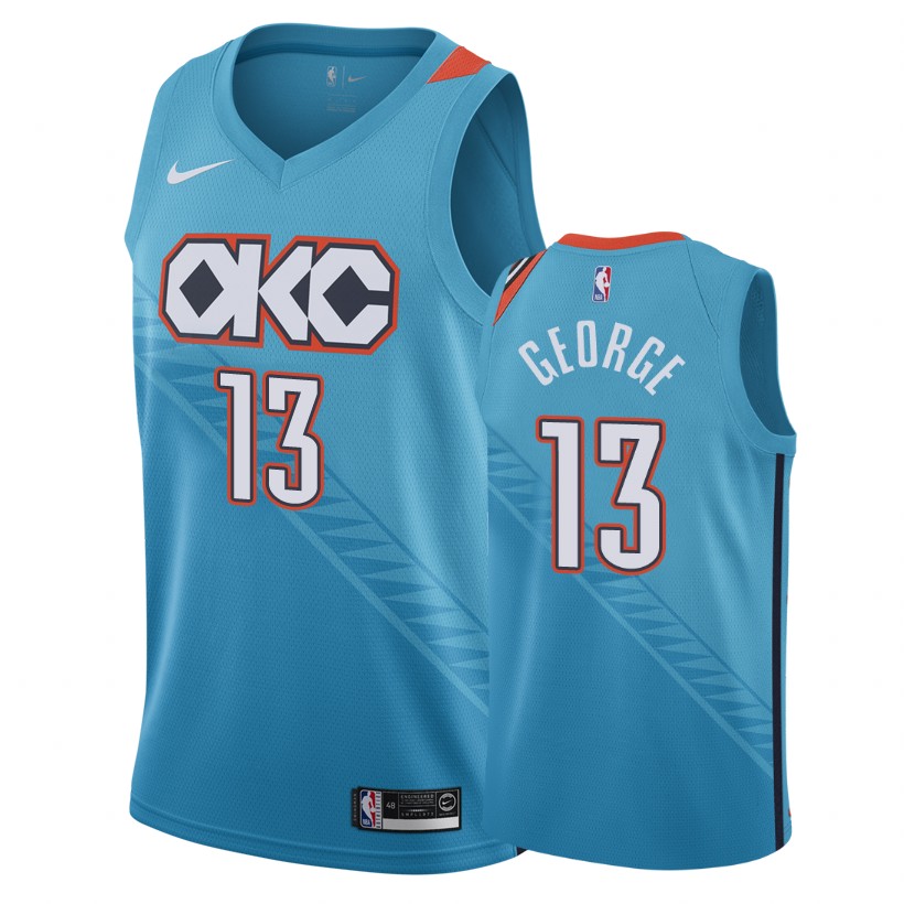Thunder Male Paul George #13 2018-19 City Turquoise Jersey