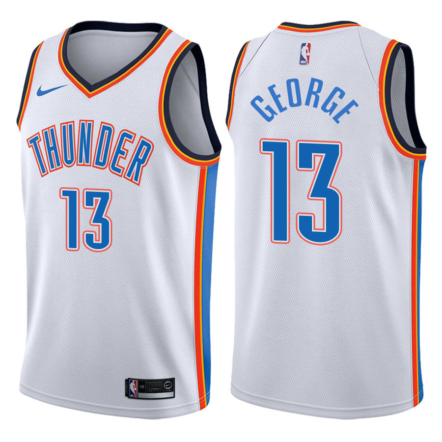 Thunder Male Paul George #13 NBA 2017-18 Association White Jersey