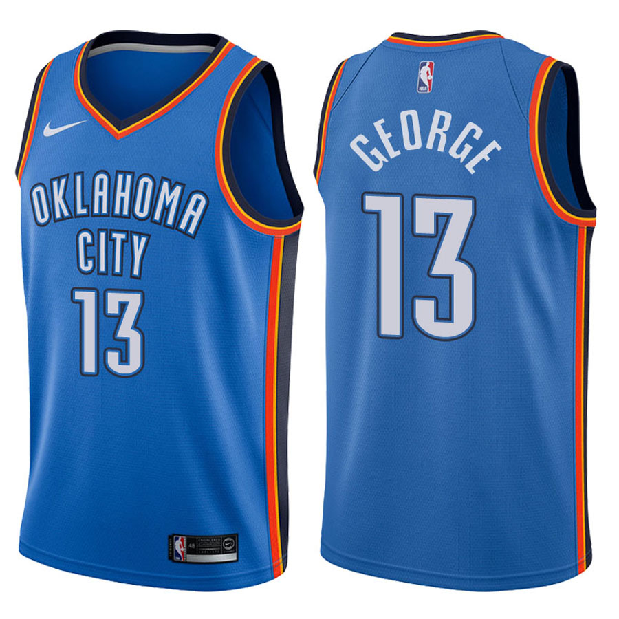 Thunder Male Paul George #13 NBA 2017-18 Icon Blue Jersey