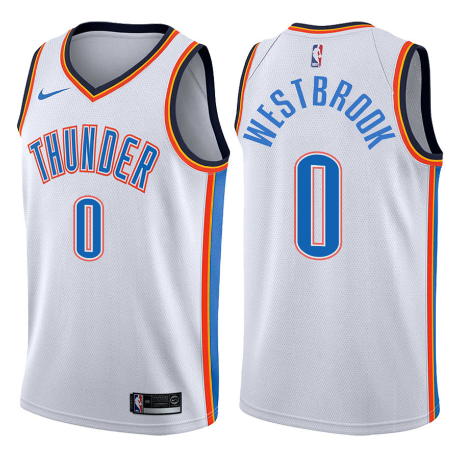 Thunder Male Russell Westbrook #0 NBA 2017-18 Association White Jersey
