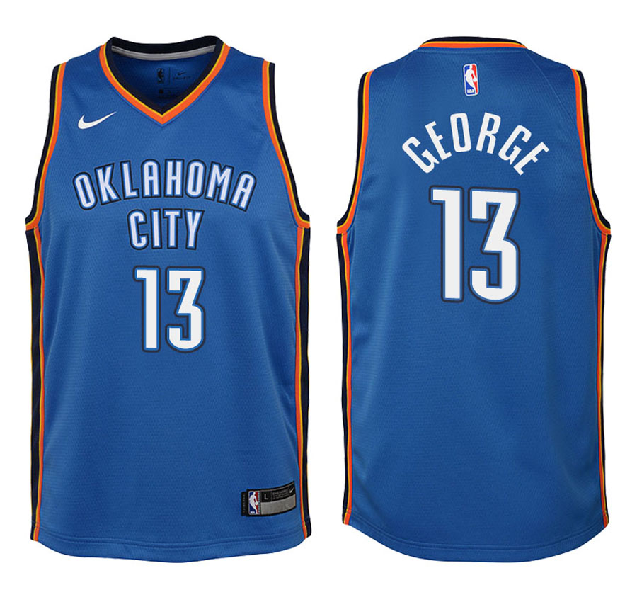 Thunder Youth Paul George #13 2017-18 Icon Blue Jersey