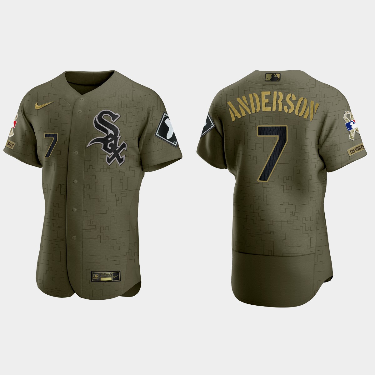 Tim Anderson Chicago White Sox 2021 Salute to Service Digital Camo Jersey - Green