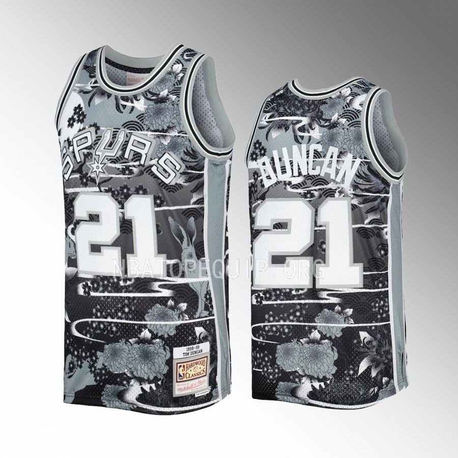 Tim Duncan San Antonio Spurs #21 2023 Lunar New Year Jersey Sliver Hardwood Classics Men