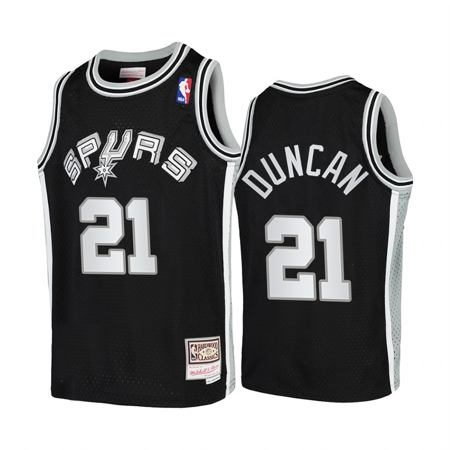 Tim Duncan San Antonio Spurs Hardwood Classics Youth Jersey - Black