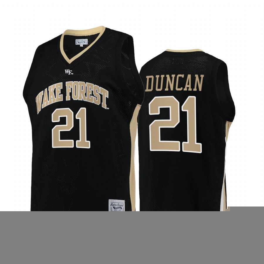 Tim Duncan Wake Forest Demon Deacons Black Jersey College  Retro