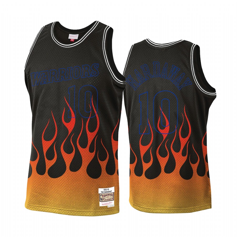 Tim Hardaway #10 Golden State Warriors Flames Jersey Black