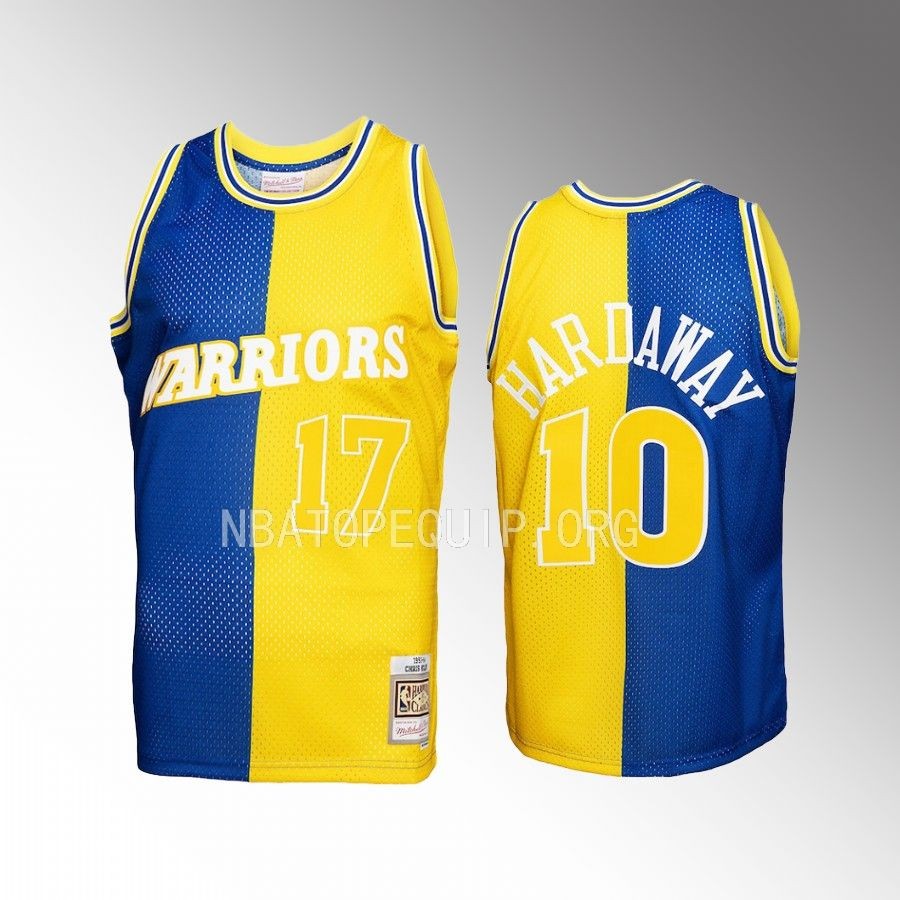 Tim Hardaway #10 Golden State Warriors Hardwood Classics 1993-94 Royal Gold Split Swingman Jersey