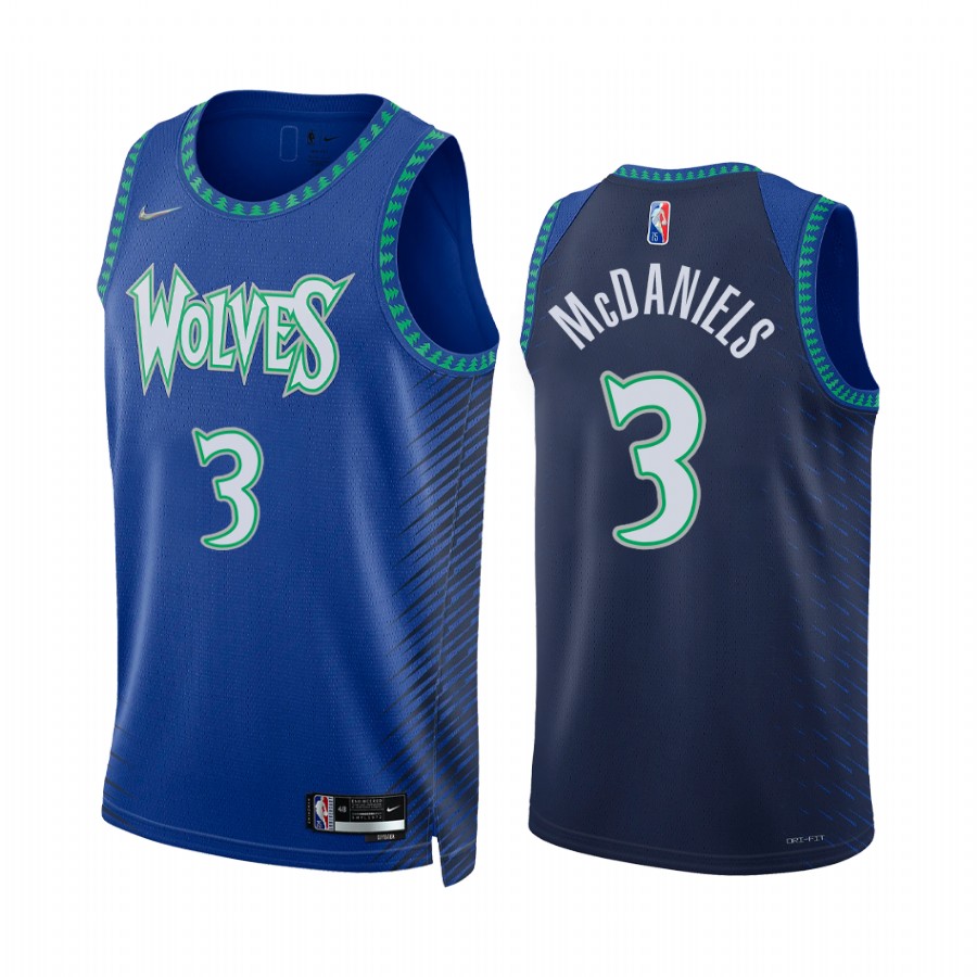 Timberwolves Jaden McDaniels 75th Diamond Anniversary Royal #3 Jersey 2021-22