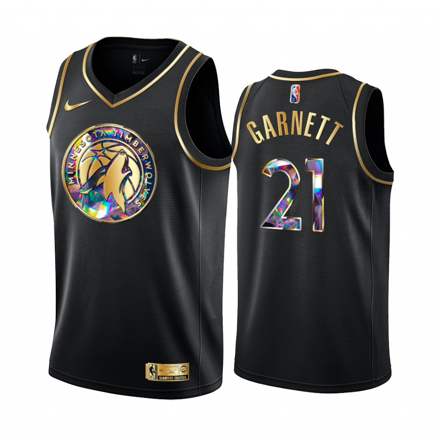 Timberwolves Kevin Garnett NBA 75th Anniversary Team Jersey Black Diamond Edition