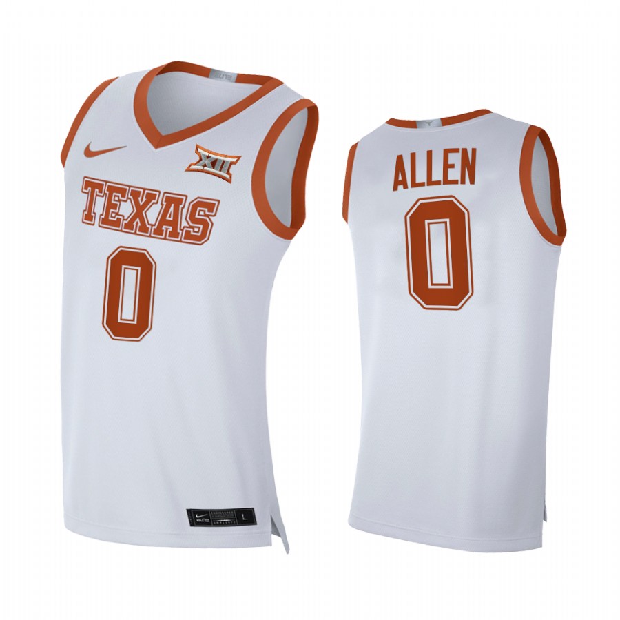 Timmy Allen Texas Longhorns White Jersey 2021 Transfer Home