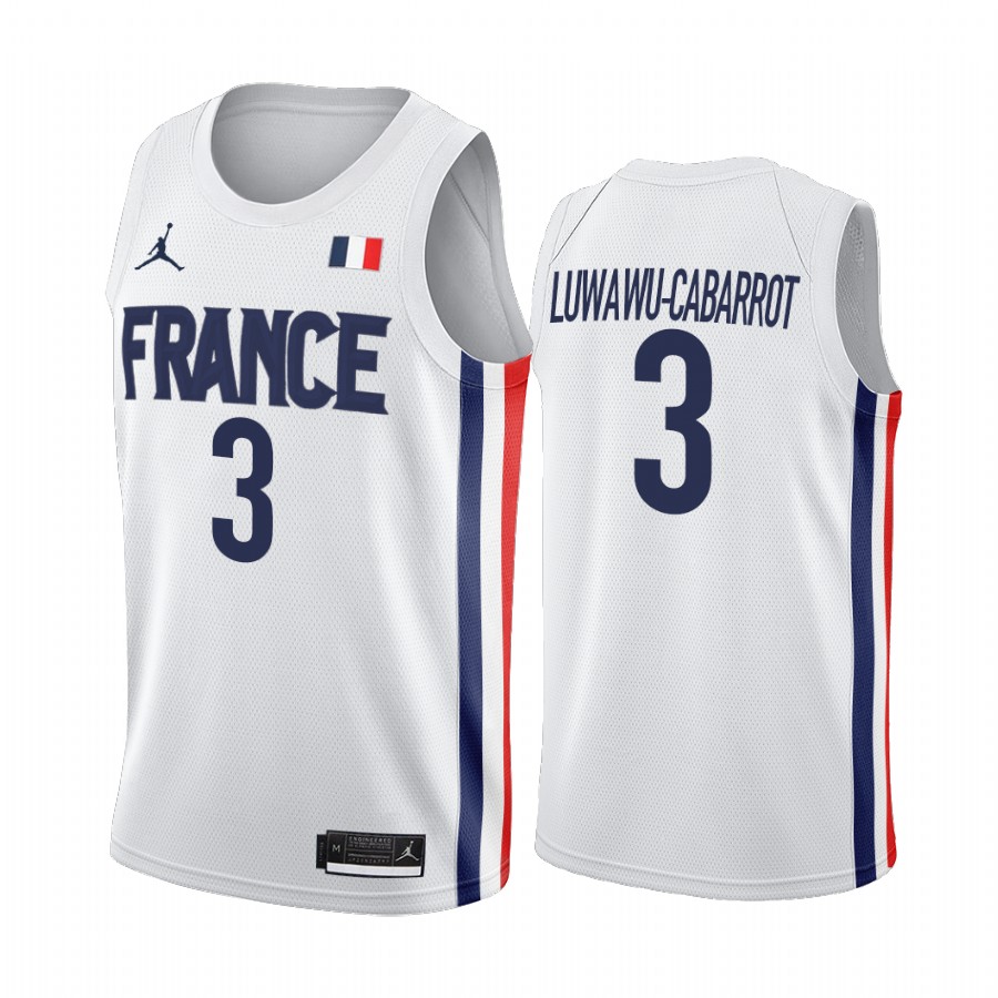 Timothé Luwawu-Cabarrot France  #3 White 2021 Tokyo Olymipcs Limited Jersey
