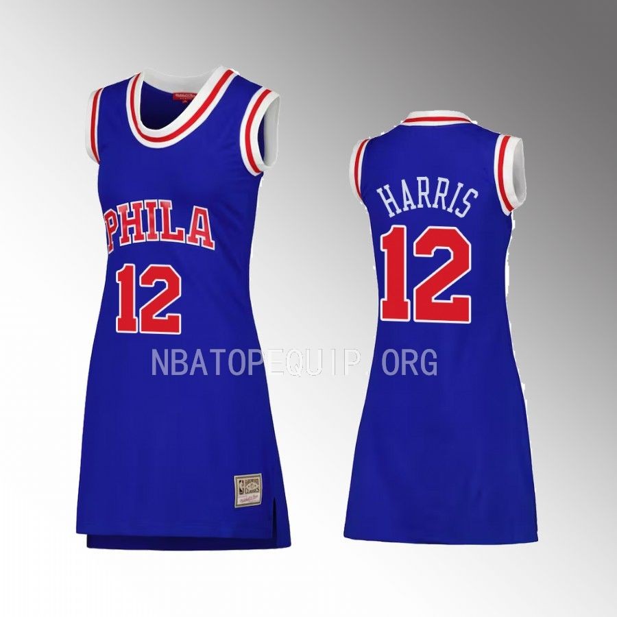 Tobias Harris Philadelphia 76ers #12 Mitchell Ness Dress Jersey Royal 1996 Hardwood Classics Women