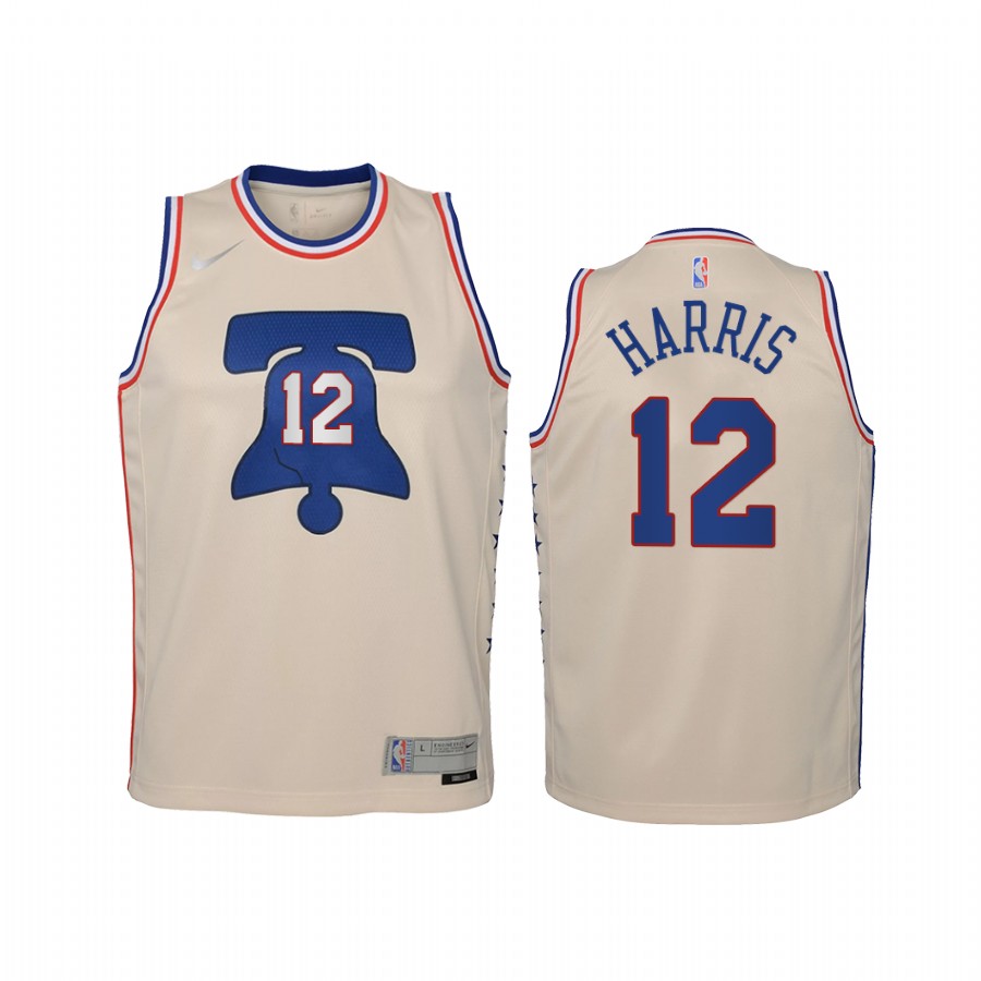 Tobias Harris Philadelphia 76ers 2021 Earned Edition Cream Youth Jersey - Swingman