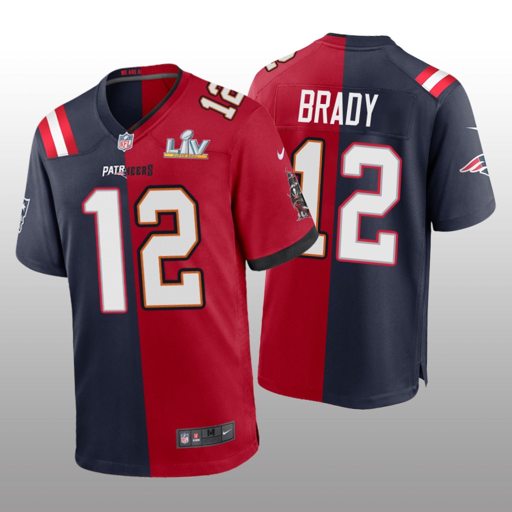 Tom Brady GOAT Navy Red Split Game Super Bowl LV - Men's
