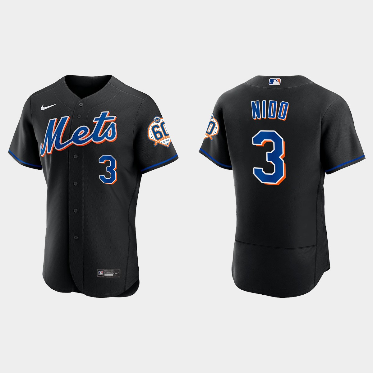 Tomas Nido New York Mets 60th Anniversary Alternate Jersey - Black