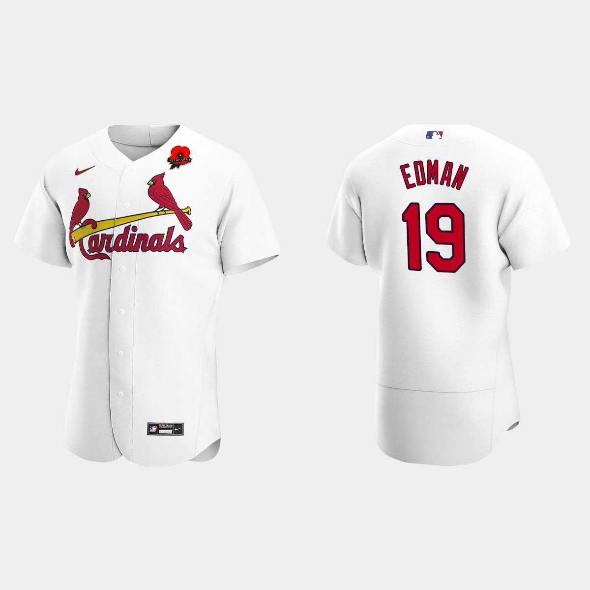 Tommy Edman St. Louis Cardinals 2022 Memorial Day Poppy Patch Jersey - White