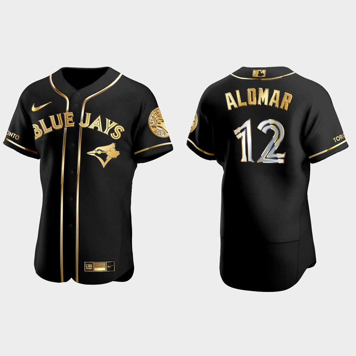 Toronto Blue Jays #12 Roberto Alomar Gold Edition Jersey - Black