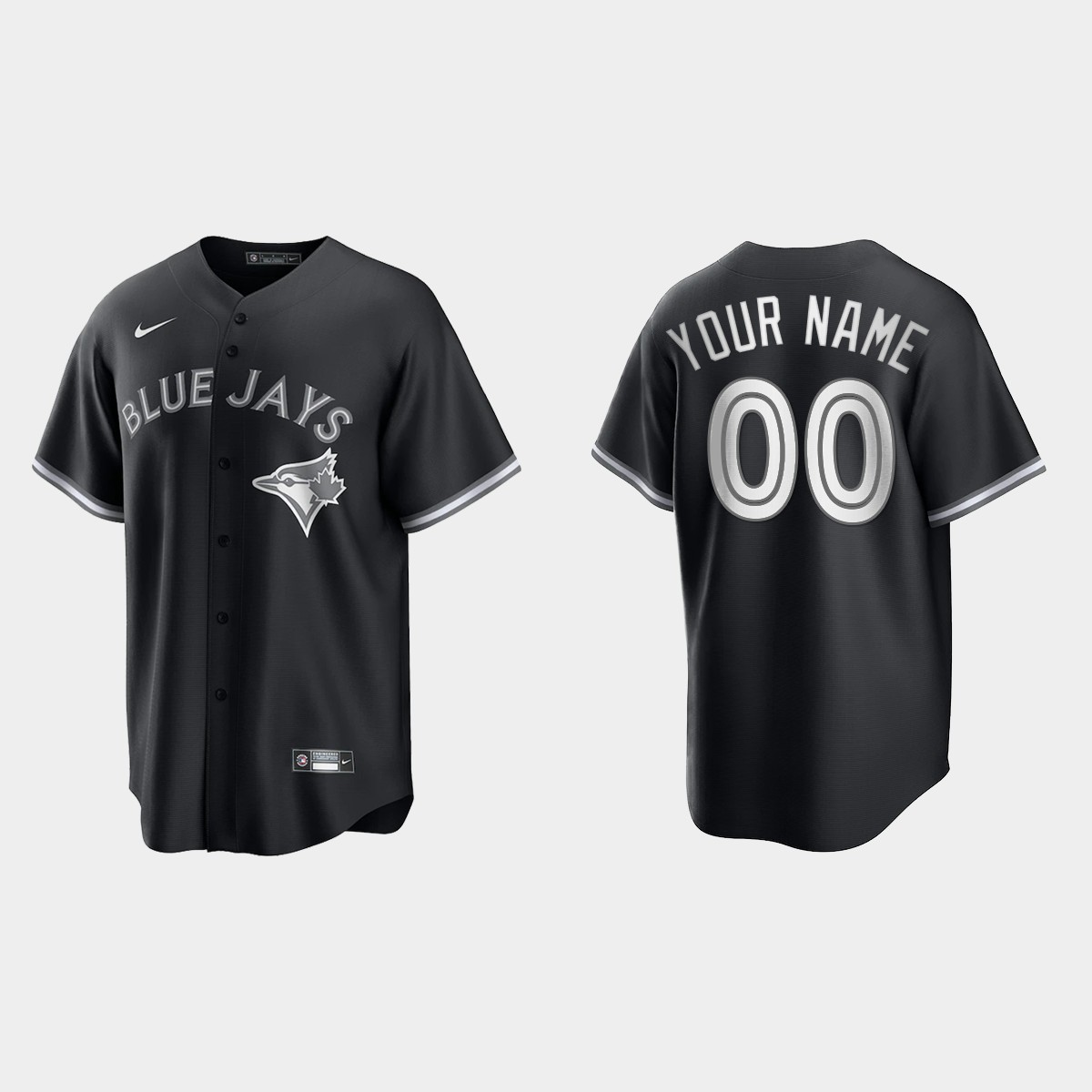 Toronto Blue Jays Custom 2021 All Black Fashion Jersey - Black White